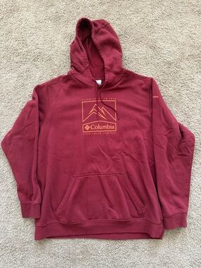 Columbia Maroon Hooded Sweatshirt with Orange Logo